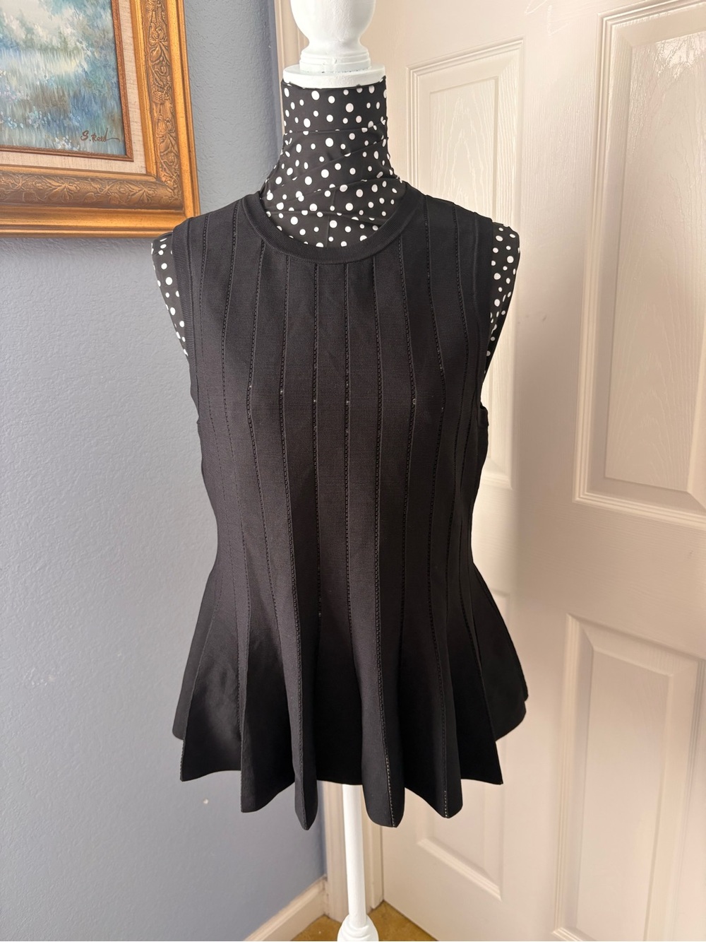 INC International Concepts Black Sleeveless Peplum Tank Top